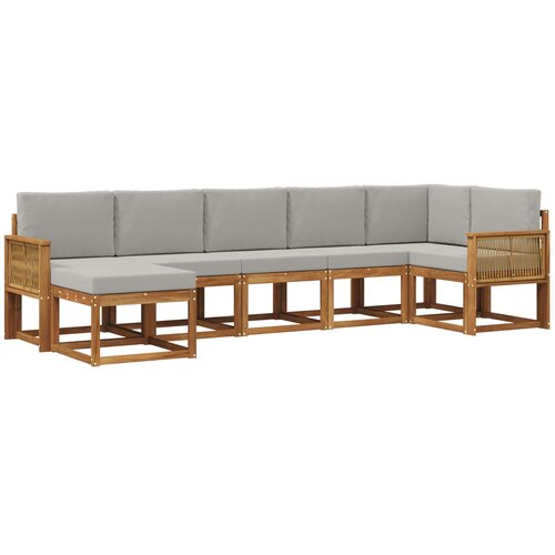 vidaXL Zunanja garnitura za sedenje 7 pcs Naravna in svetlo siva, (5000280638) Cene