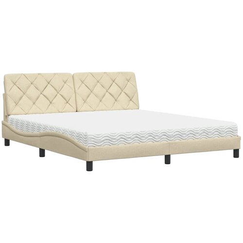 vidaXL Krevet s madracem krem 180x200 cm od tkanine - Krema 180 x 200 cm Cijene