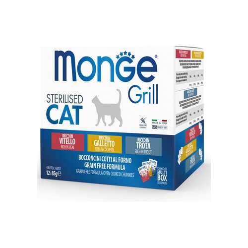 Monge superpremium hrana za sterilisane mačke, govedina, petlic i pastrmka, 12x85g Cene