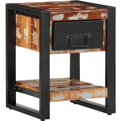vidaXL Nočna omarica večbarvna 35x34x45 cm trden predelan les Cene
