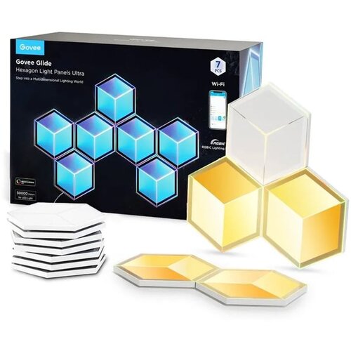 GOVEE Glide Hexagon Light Panels Ultra zidni LED paneli, 7 komada, RGBIC Slike