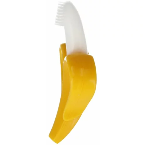 BamBam Teether silikonska četkica za zube s grickalicom 4m+ Banan 1 kom