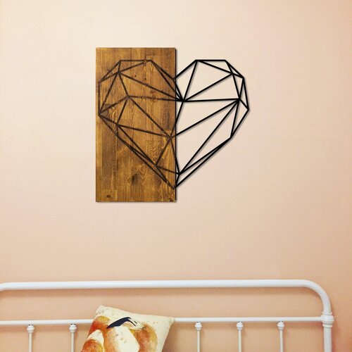 HEART walnutblack decorative wooden wall accessory Slike