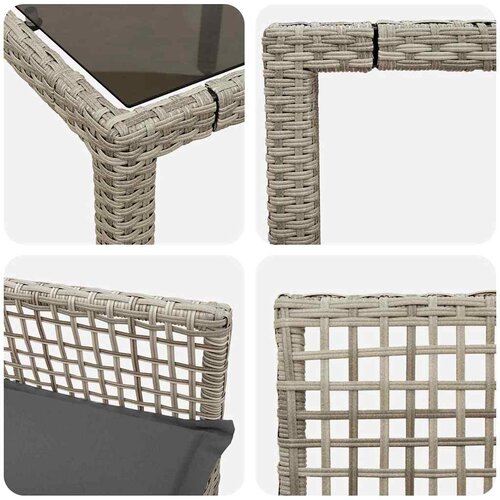  Vrtni set za objed 3 pcs Svijetlo siva poliratan Slike
