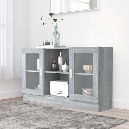 The Living Store Vitrina boja sivog hrasta sonome 120 x 30,5 x 70 cm drvena Cene