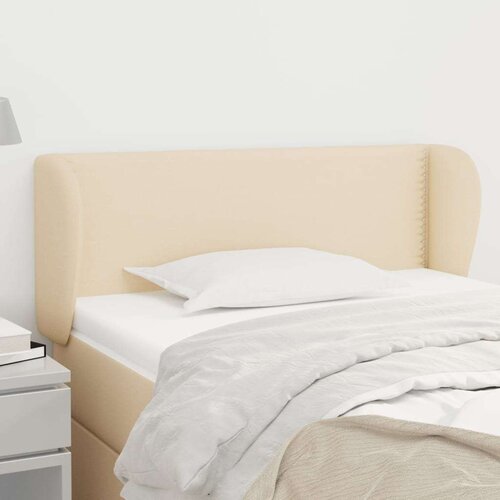  Vzglavje z u&amp;scaron;esi krem 93x23x78/88 cm blago, (20738734) Slike