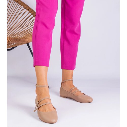 Gemre Beige faux leather ballet flats with buckles Vitoldora Cijene