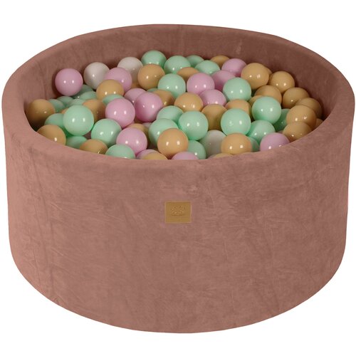 MeowBaby Bazen z žogicami, 90x40 cm s 300 žogicami, žamet, bež: pastelno roza/mint/bela/bež, (21289262) Cene