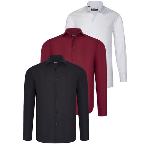 Dewberry TRIPLE SET G726 SHIRT-BLACK-WHITE-BURGUNDY Cene