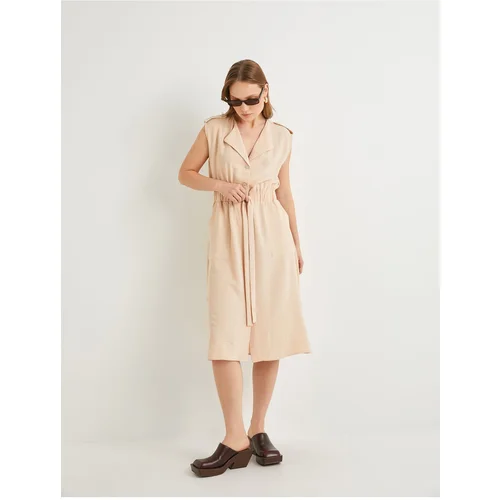 Koton Midi Shirt Dress Belted Waist Buttoned Pocket Epaulettes