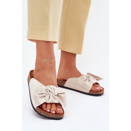 Boto Women's sandals on cork sole with bow beige Seressa Cene