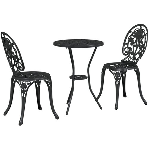 vidaXL 3-dijelni vrtni bistro set crni lijevani aluminij Cene