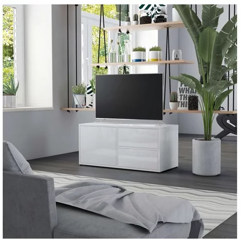  TV omarica visok sijaj bela 80x34x36 cm iverna plošča