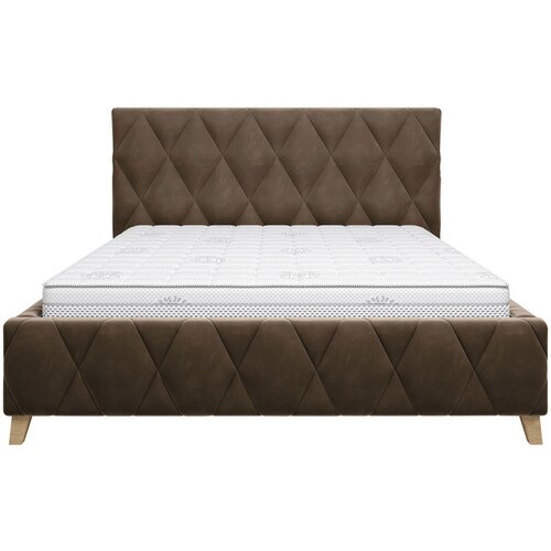 MID.YOU OBLAZINJENA POSTELJA 140 cm x 200 cm , les, kovina, tekstil, leseni material umazano rjava Slike