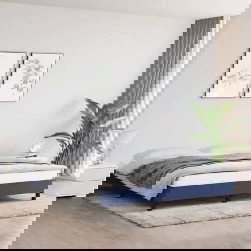 The Living Store Posteljni okvir brez vzmetnice moder 160x200 cm blago - Posteljni Okvir, (21526106) Slike