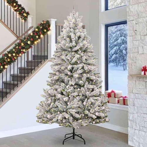 vidaXL Umjetno božićno drvce Zelena i bijela 300 cm PVC i metal Cijene
