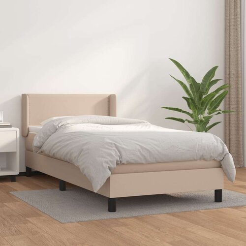  Box spring postelja z vzmetnico kapučino 90x200 cm umetno usnje, (20723830) Slike
