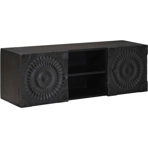 TV ormar s policom s pohranom s vratima Crna 105 x 30 x 35 cm Cene