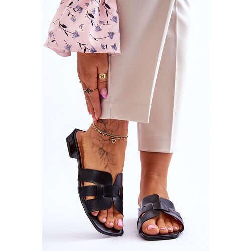 Kesi Classic women&amp;#039;s leather slippers Black Fendy Slike