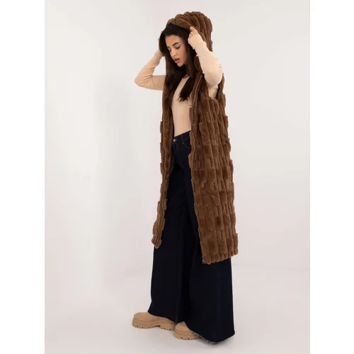 Fashion Hunters Brown fur vest with zipper