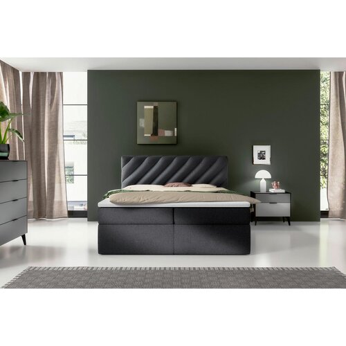 MID.YOU POSTELJA Z VZMETNICO 200 cm x 180 cm , tekstil antracit Slike