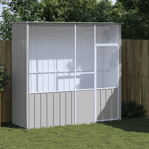 VidaXL Kavez za ptice sivi 215 x 78 x 200 cm od pocinčanog čelika Slike