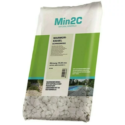Min2C ukrasni kamenčići (sniježno bijele boje, granulacija: 15 mm - 25 mm, 25 kg)
