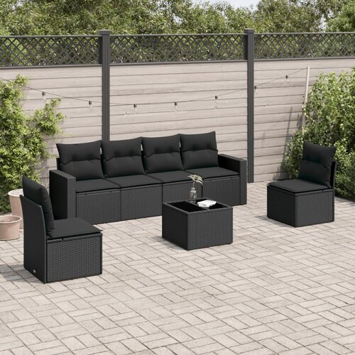  7-dijelni set vrtnih sofa od poliratana s jastucima crni Cijene