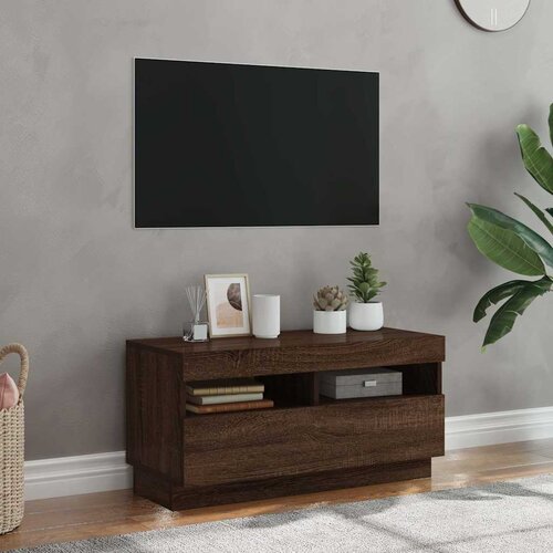TV ormarić s LED svjetlima boja smeđeg hrasta 80 x 35 x 40 cm Cene