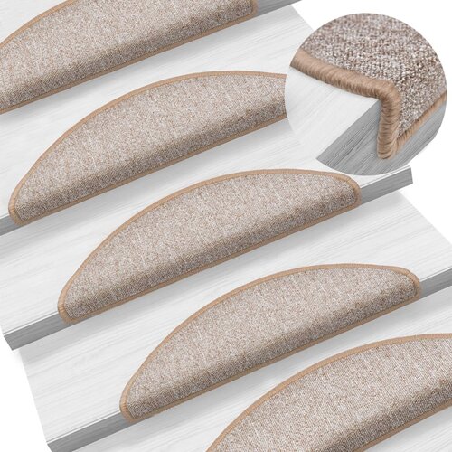  Prostirke za stepenice 15 kom 56x17x3 cm svijetlosmeđe poluokrugle Cene