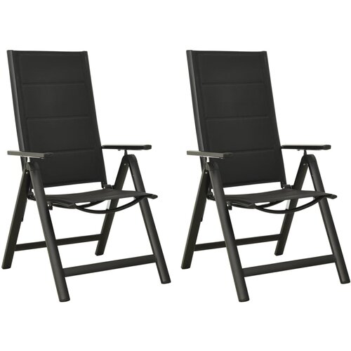 VidaXL Zložljivi vrtni stoli 2 kosa tekstil in aluminij črni, (20660979) Slike