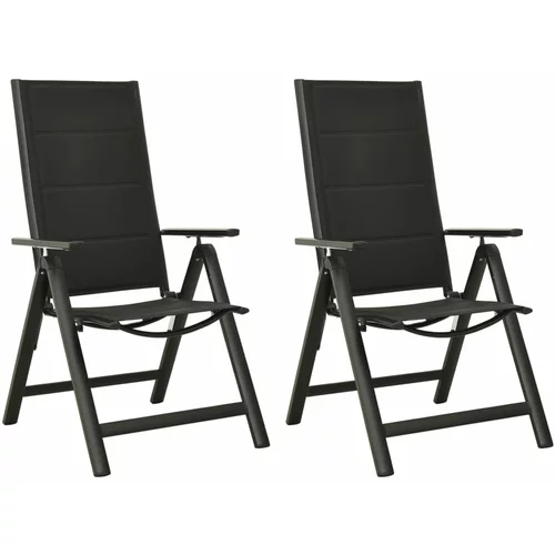 vidaXL Zložljivi vrtni stoli 2 kosa tekstil in aluminij črni, (20660979)