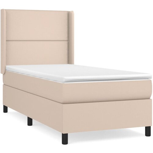 VidaXL Box spring postelja z vzmetnico kapučino 90x200 cm umetno usnje, (20901741) Slike