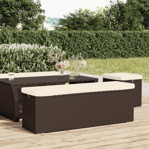 VidaXL Klop z blazino rjava 110x30x40 cm poli ratan Slike