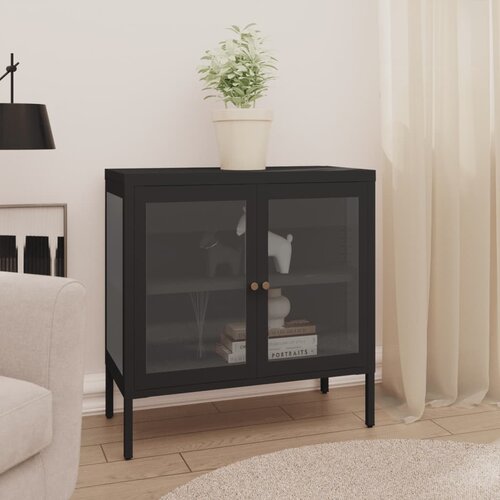 vidaXL komoda crna 70 x 35 x 70 cm od čelika i stakla Cijene