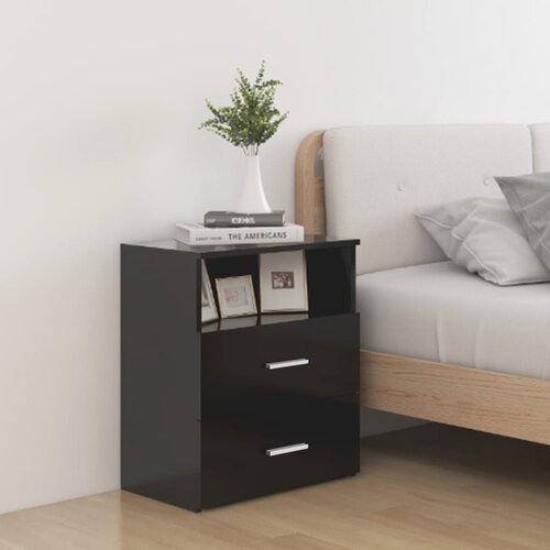 The Living Store Nočna omarica črna 50x32x60 cm - Nočna Omarica, (21432208) Slike