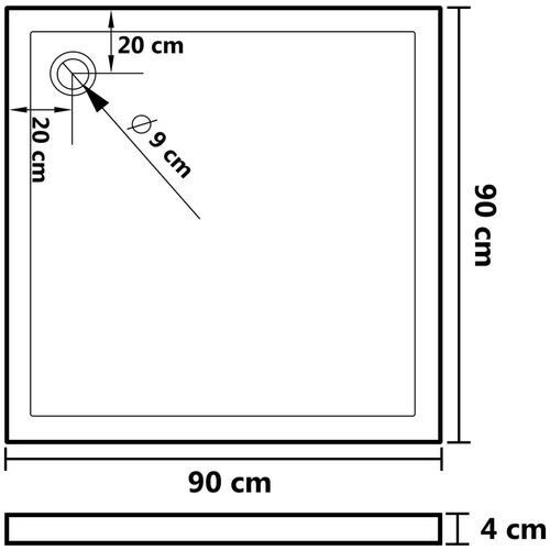 vidaXL Kvadratna ABS tuš kad črna 90x90 cm Cene