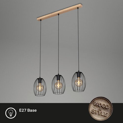 XXXL Brilo - Luster na lanku WAKTU 3xE27/60W/230V kaučukovo drvo Slike