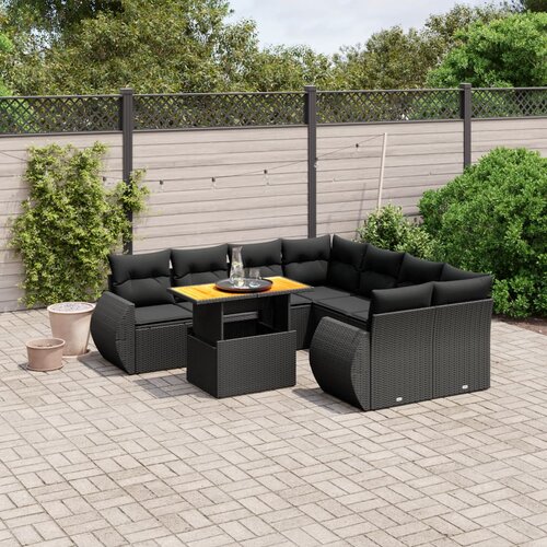 vidaXL 9-dijelni set vrtnih sofa s jastucima crni od poliratana Cijene