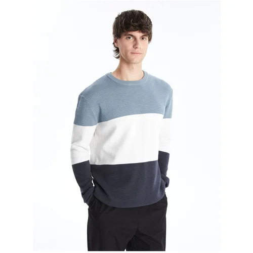 LC Waikiki Crew Neck Long Sleeve Color Block Men's Knitwear Sweater