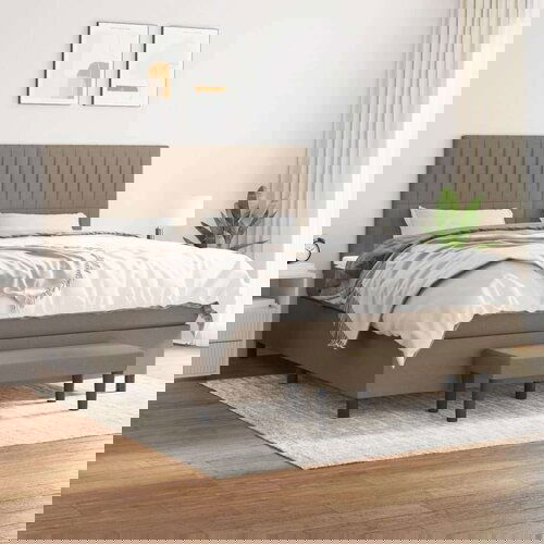  Box spring postelja z vzmetnico taupe 180x200 cm blago, (20788910) Slike