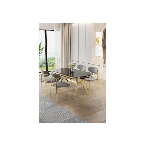 Hanah home trpezarijski set, 5 dijelova, siva Cene
