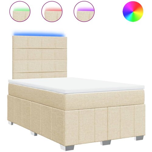 vidaXL Box spring postelja z vzmetnico krem 120x190 cm blago, (21305028) Cene