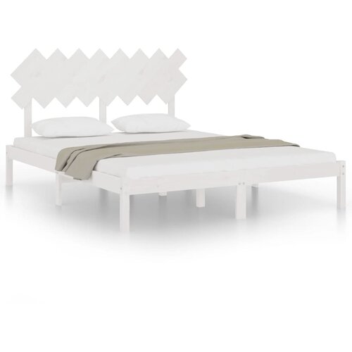 Maison Chic Posteljni okvir - Dvoposteljna postelja - Zakonska postelja bel 160x200 cm iz trdnega lesa-J2956, (21772121) Cene