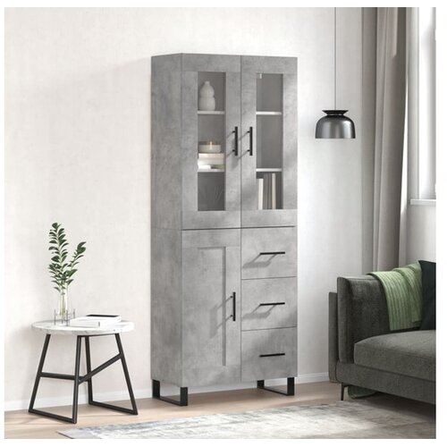 vidaXL Visoka komoda siva betona 69 5x34x180 cm od konstruiranog drva Cijene