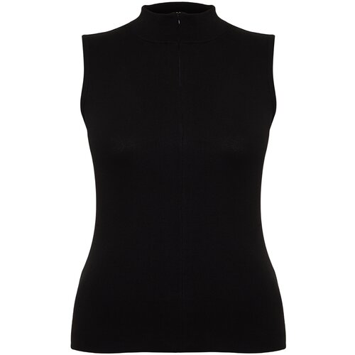 Trendyol Curve Black Zippered Knitted Blouse Slike
