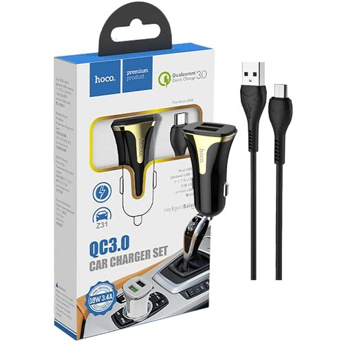 hoco. Auto punjač sa microUSB kabelom, QC, 2 x USB, 3.1 A – Z31 Universe double port, microUSB Cijene