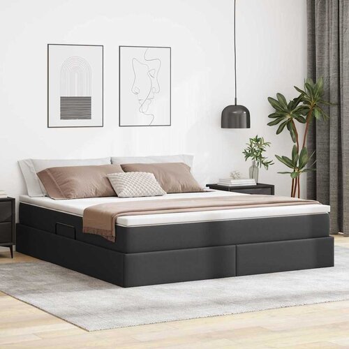 vidaXL Krevet s madracem i skladi&scaron;tem Crna 160 x 200 cm Lažna koža Cijene