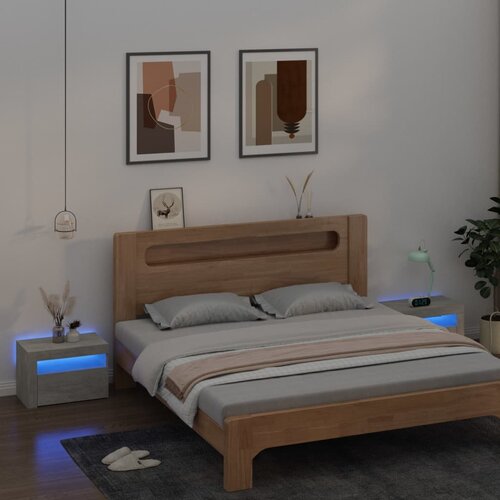 The Living Store Nočna omarica 2 kosa z LED lučkami betonsko siva 60x35x40 cm - Nočna Omarica, (21434658) Slike