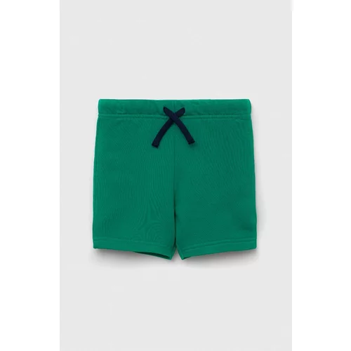 United Colors Of Benetton Dječje pamučne kratke hlače boja: zelena, glatki materijal, podesivi struk